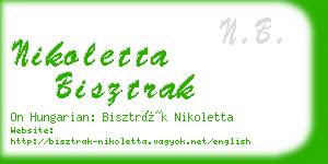 nikoletta bisztrak business card